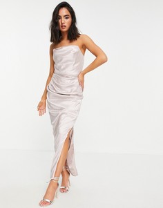 Облегающее платье кремового цвета с драпировкой Chi Chi London-Белый
