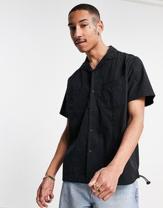 Черная нейлоновая рубашка со шнурками на нижнем крае ASOS DESIGN-Черный
