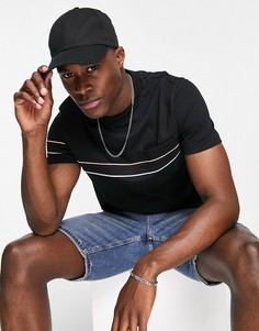 Черная футболка с карманом и окантовкой ASOS DESIGN-Черный