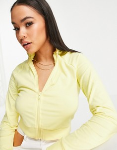 Желтый спортивный укороченный топ на сквозной молнии ASOS DESIGN