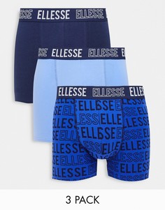 Набор из 3 боксеров синих тонов с принтом ellesse-Многоцветный