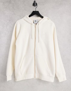 Неокрашенное худи на длинной молнии с тремя полосками adidas Originals adicolor-Белый