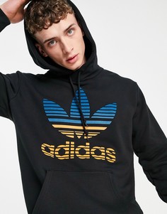 Черный худи с логотипом-трилистником с эффектом омбре adidas Originals