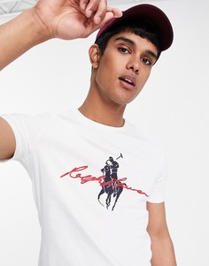 Белая футболка с большим логотипом-надписью Polo Ralph Lauren-Белый