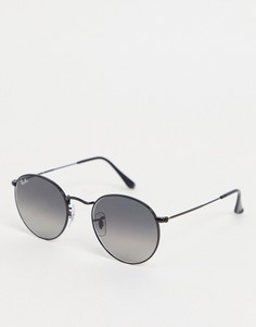 Мужские солнцезащитные очки в круглой оправе черного цвета Ray-Ban 0RB3447N-Черный