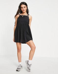 Черный мягкий джинсовый сарафан ASOS DESIGN