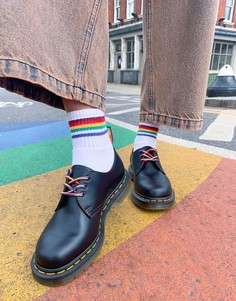 Черные ботинки с радужной отделкой Dr Martens Pride 1461-Многоцветный