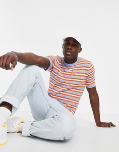 Трикотажная фактурная футболка вязки косичкой в полоску ASOS DESIGN-Многоцветный