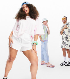 Oversized-футболка розового цвета с рисунком тай-дай ASOS DESIGN Curve-Розовый цвет