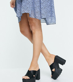 Черные босоножки на каблуке и платформе для широкой стопы ASOS DESIGN Wide Fit Neale-Черный