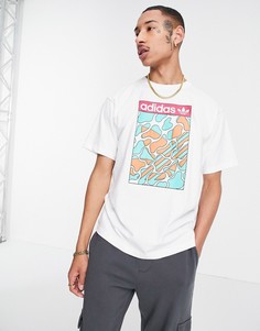 Белая футболка с принтом трилистника adidas Originals-Белый