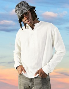 Белая oversized-рубашка из жатого хлопка с пуговицами ASOS DESIGN-Белый