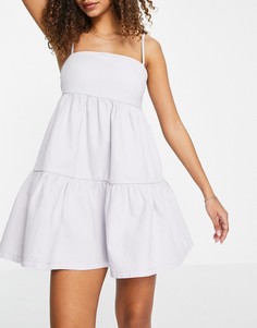 Сиреневое джинсовое платье мини с присборенной юбкой ASOS DESIGN-Фиолетовый цвет