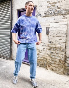 Голубая oversized-футболка с принтом тай-дай ASOS DESIGN-Фиолетовый цвет