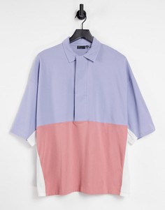 Oversized футболка-поло в стиле колор-блок ASOS DESIGN-Фиолетовый цвет