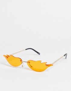 Модные очки с отделкой в форме пламени и оранжевыми стеклами ASOS DESIGN-Оранжевый цвет
