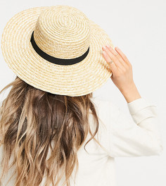 Соломенная шляпа с черной лентой South Beach Exclusive-Светло-бежевый