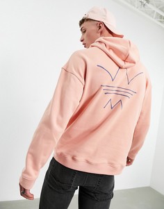 Коралловое худи с абстрактным принтом adidas Originals RYV-Розовый цвет