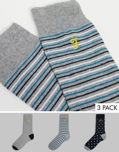 Набор из 3 пар серых носков в полоску Farah Montfort-Серый