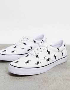 Белые кроссовки со сплошным принтом логотипа в виде игрока поло Polo Ralph Lauren Thorton-Белый