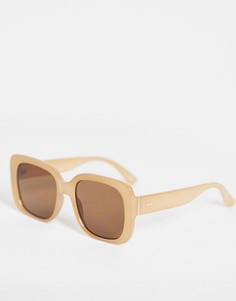 Солнцезащитные очки с крупной квадратной оправой в стиле 70-х молочно-коричневого оттенка ASOS DESIGN Recycled-Коричневый цвет