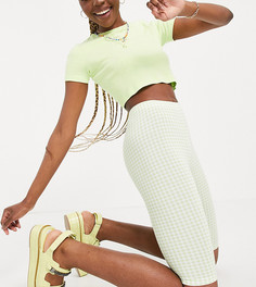 Зеленые шорты-леггинсы в мелкую клетку ASOS DESIGN Tall-Зеленый цвет