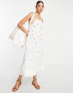 Платье макси на бретелях с кружевными вставками Free People-Белый