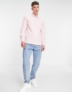 Розовая выбеленная рубашка в стиле регби из поплина без застежки ASOS DESIGN-Розовый цвет