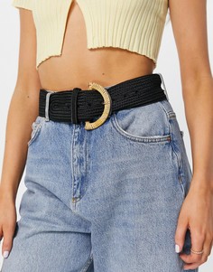 Плетеный черный ремень с пряжкой ASOS DESIGN