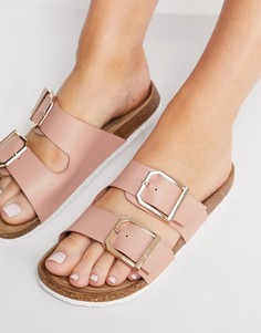Светло-розовые сандалии с двойными пряжками New Look-Розовый цвет