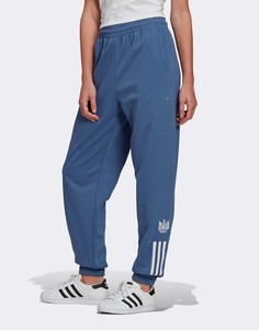 Синие спортивные штаны с тремя полосками adidas Originals Adicolor-Голубой