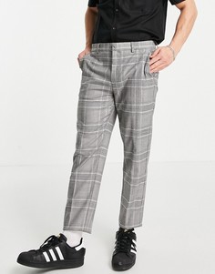 Серые строгие брюки в клетку River Island-Серый