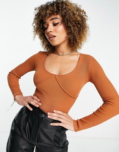 Боди цвета мокко с чашечками Missguided-Коричневый цвет