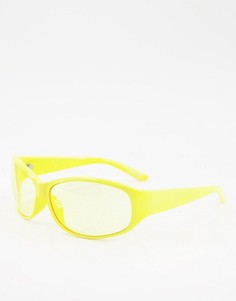 Солнцезащитные очки в желтой огибающей оправе с желтыми линзами в стиле 90-х ASOS DESIGN-Желтый