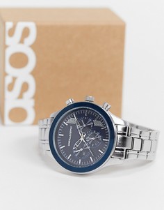Серебристые часы-браслет с темно-синим циферблатом ASOS DESIGN-Серебристый