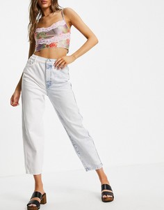 Свободные джинсы голубого и белого цвета с эластичным поясом Bershka-Многоцветный