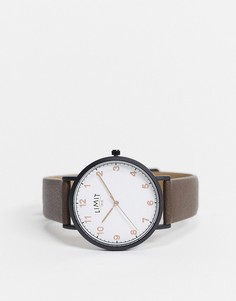 Мужские часы с коричневым ремешком из искусственной кожи и белым циферблатом Limit-Коричневый цвет