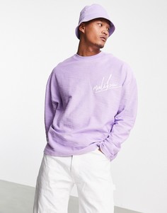 Плотный лонгслив из меланжевого полотна в стиле oversized с вышивкой на груди ASOS DESIGN-Фиолетовый цвет