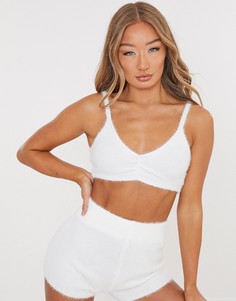 Белый пушистый бралетт (от комплекта) Missguided
