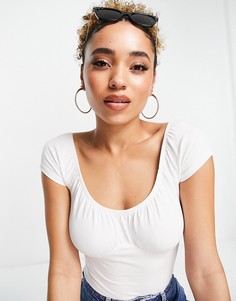 Белый боди со сборками на груди ASOS DESIGN