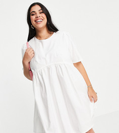 Эксклюзивное белое платье мини с завязкой на спине и присборенной юбкой COLLUSION Plus-Белый