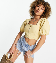 Желтый джинсовый топ на молнии спереди (от комплекта) Missguided