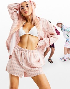 Комбинируемая рубашка в стиле oversized из хлопкового поплина в розовую полоску ASOS DESIGN Выбирай и Комбинируй-Розовый цвет