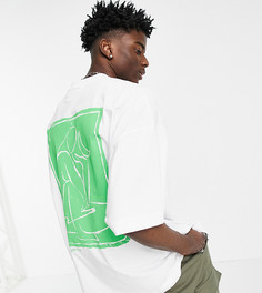 Белая футболка в стиле super oversized с абстрактным принтом на спинке Reclaimed Vintage Inspired-Белый