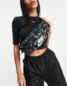 Сумка-кошелек на пояс с черным камуфляжным принтом Nike Heritage-Черный