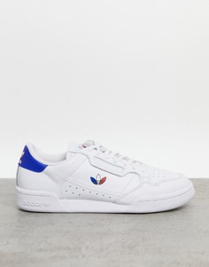 Белые кроссовки с трехцветным логотипом-трилистником adidas Originals Continental 80-Белый