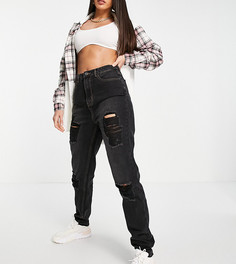 Черные джинсы в винтажном стиле со рваной отделкой Missguided Tall-Черный