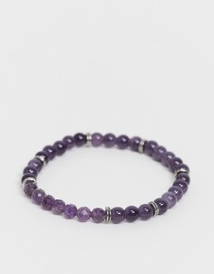 Браслет с бусинами-камнями 6 мм ASOS DESIGN-Фиолетовый цвет