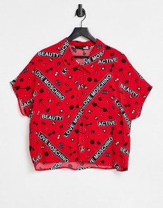 Красная блузка с логотипом и короткими рукавами Love Moschino-Красный