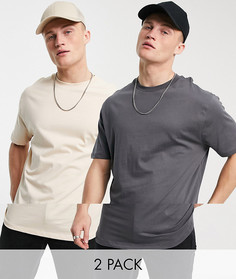 Футболка с ассиметричным краем ASOS DESIGN 2 pk-Многоцветный